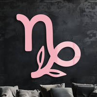 Capricorn Zodiac Symbol Metal Wall Art – Floral Astrology Home Decor - KAFGP081