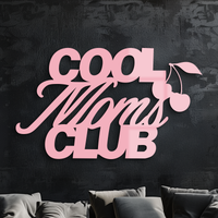 Cool Moms Club Typography Metal Wall Art – Cherry Accent Decorative Sign - KAFGP089