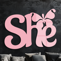 She with Butterfly Symbol Metal Wall Art – Feminine Inspirational Decor - KAFGP105