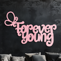 Forever Young Butterfly Script Metal Wall Art – Whimsical Home Decor - KAFGP117