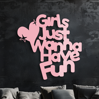 Girls Just Wanna Have Fun Metal Wall Art – Playful Heart & Star Design - KAFGP118