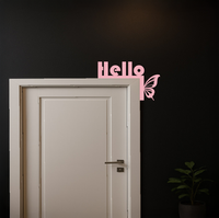 Hello Butterfly Metal Wall Art – Door Corner Decorative Sign - KAFGP122