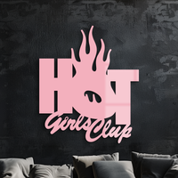 Hot Girls Club Metal Wall Art – Feminine Neon Style Home Decor - KAFGP123