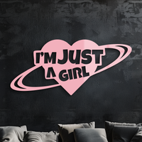 I'm Just a Girl Heart Planet Silhouette Metal Wall Art – Feminine Empowerment Design - KAFGP125