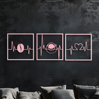 Coffee Heartbeat Metal Wall Art – 3 Panel Espresso Lover Decor - KAFGP128