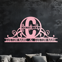 Personalized Initial Monogram Metal Wall Art – Custom Family Name Sign - KAFGP130