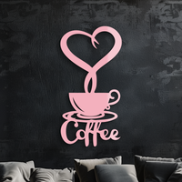 Coffee Cup Heart Metal Wall Art – Modern Coffee Lover Kitchen Decor -KAFGP131