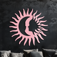 Sun and Moon Face Metal Wall Art – Celestial Silhouette Home Decor - KAFGP136