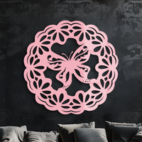 Round Butterfly Mandala Metal Wall Art – Nature Inspired Decorative Wall Hanging - KAFGP141
