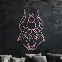 Taurus Zodiac Metal Wall Art – Geometric Bull Head Astrology Home Decor - KAFGP142