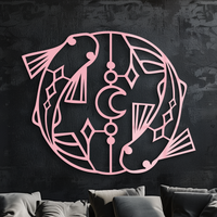 Pisces Zodiac Metal Wall Art – Astrological Home Decor Sign - KAFGP143