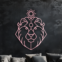 Leo Zodiac Metal Wall Art – Geometric Lion Horoscope Decor - KAFGP144