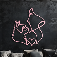 Cat and Woman Silhouette Metal Wall Art – Modern Pet Lover Line Art Decor - KAFGP146