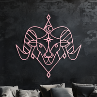 Aries Zodiac Sign Metal Wall Art – Geometric Ram Head Astrology Decor - KAFGP150
