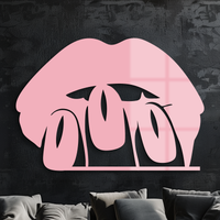 Pink Lips Metal Wall Art – Modern Glam Lip Design - KAFGP153