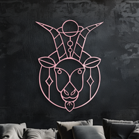 Capricorn Zodiac Metal Wall Art – Geometric Pink Astrology Decor - KAFGP154