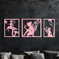 Pink Fairy Trio Metal Wall Art – Set of Three Fantasy Silhouette Panels - KAFGP156