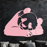 Pink Panda Silhouette Metal Wall Art – Modern Animal Design - KAFGP162