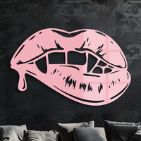 Vampire Lips Silhouette – Pink Metal Wall Art for Modern Home Décor - KAFGP163