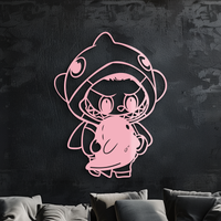 Labubu Character Silhouette – Pink Metal Wall Art - KAFGP166