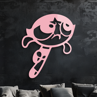 Powerpuff Girl Silhouette Modern Wall Art – Pink Metal Home Décor - KAFGP171