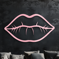 Lips Silhouette Pink Metal Wall Art – Modern Home Decor - KAFGP175