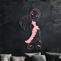 Bratz Doll Silhouette Modern Wall Art – Pink Metal Wall Décor - KAFGP180