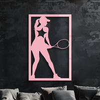 Tennis Player Silhouette Metal Wall Art – Pink Modern Sports Décor - KAFGP185