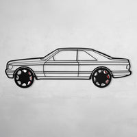1990 Mercedes-Benz 500 SEC Wall Art – Steel Silhouette with Spinning Wheels-KAFMEKA032