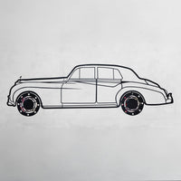 Rolls-Royce Silver Wall Art – Classic Luxury Steel Silhouette with Spinning Wheels-KAFMEKA040