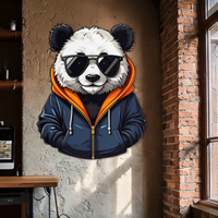 Cool Panda with Hoodie Metal Wall Art – Urban Animal UV Print Decor-KAFUVM001