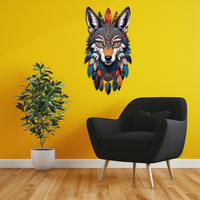 Colorful Tribal Wolf Metal Wall Art – Spirit Animal UV Decor-KAFUVM002