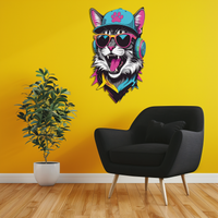 Cool Cat DJ Metal Wall Art – Street Style UV Decor-KAFUVM008