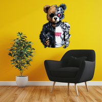 Half Cyborg Bear Wall Decor – Edgy Robo Teddy with Attitude-KAFUVM022