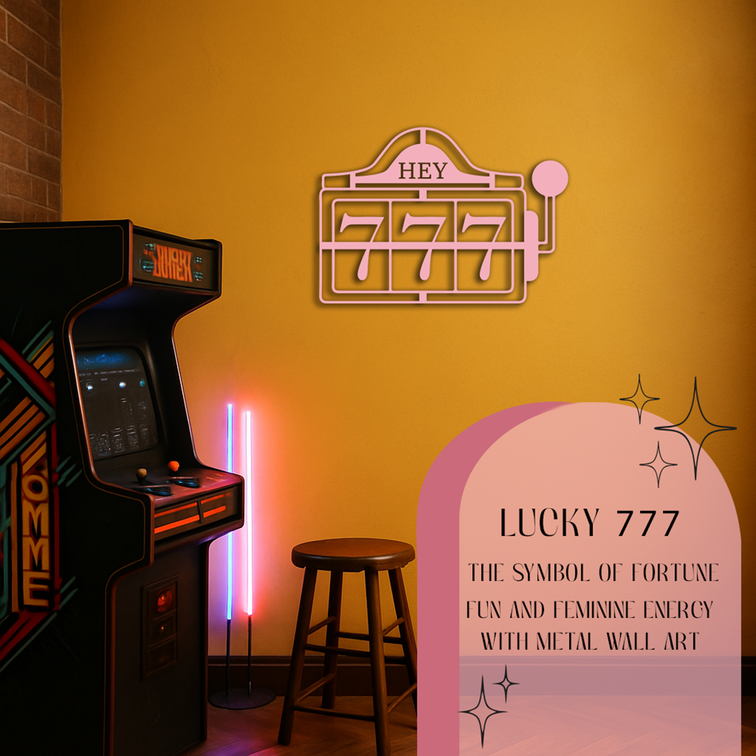 LUCKY 777: THE SYMBOL OF FORTUNE, FUN AND FEMININE ENERGY WITH METAL WALL ART