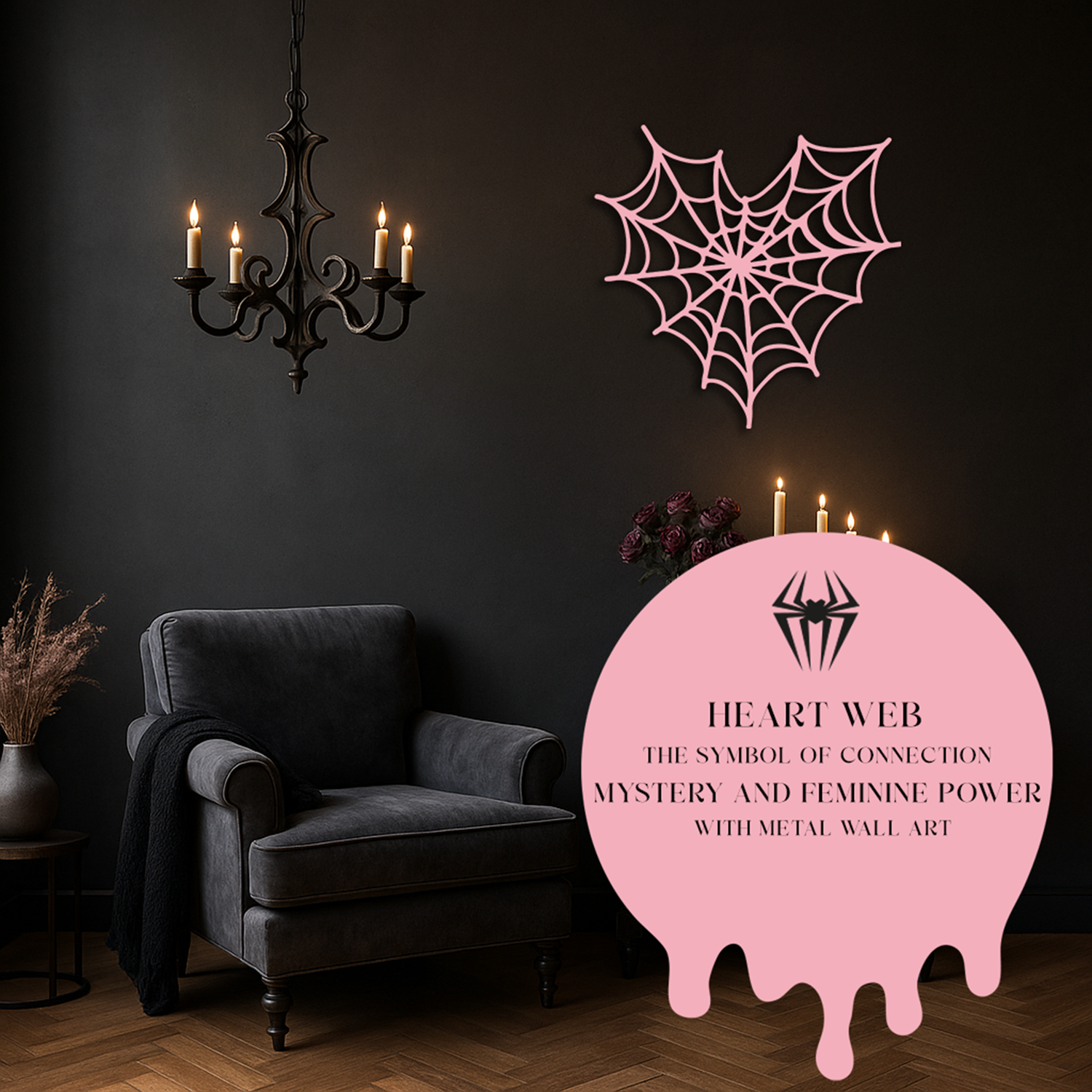 HEART WEB: THE SYMBOL OF CONNECTION, MYSTERY AND FEMININE POWER WITH METAL WALL ART