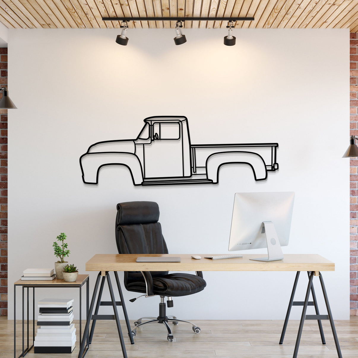 1956 Ford F-100 metal car wall art silhouette for garage décor