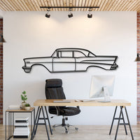 1957 Chevrolet Bel Air Coupe metal car wall art – iconic 1950s American classic coupe silhouette in textured matte steel