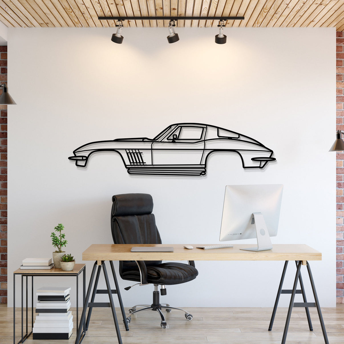1967 Chevrolet Corvette Stingray 427 metal car wall art silhouette for garage décor