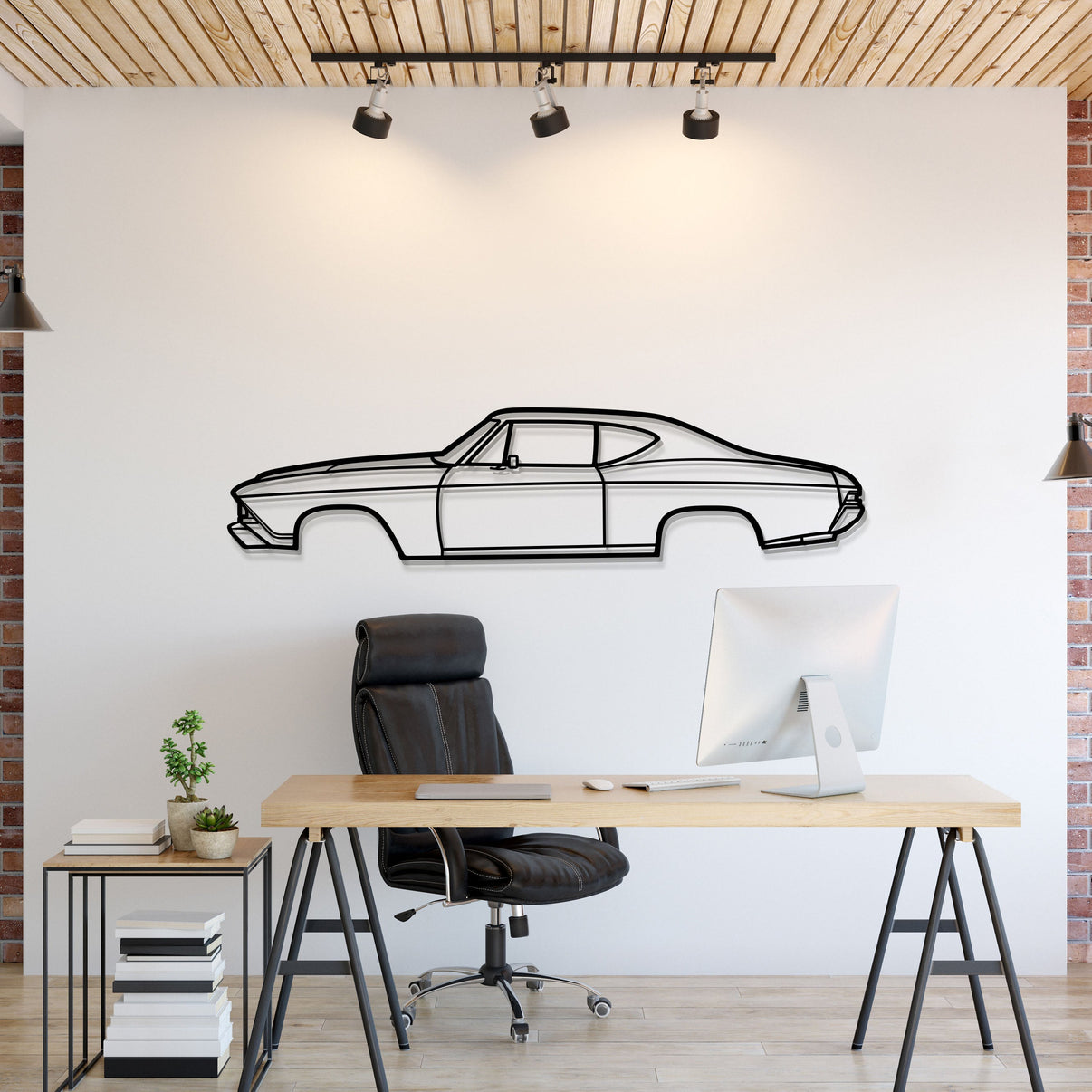1968 Chevrolet Chevelle SS metal car wall art – iconic American muscle silhouette