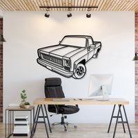 Chevrolet C10 (1973) perspective metal wall art – laser-cut 2 mm textured steel with matte powder-coat finish