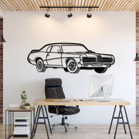 Mercury Cougar (1970) perspective metal wall art – laser-cut 2 mm textured steel with matte powder-coat finish