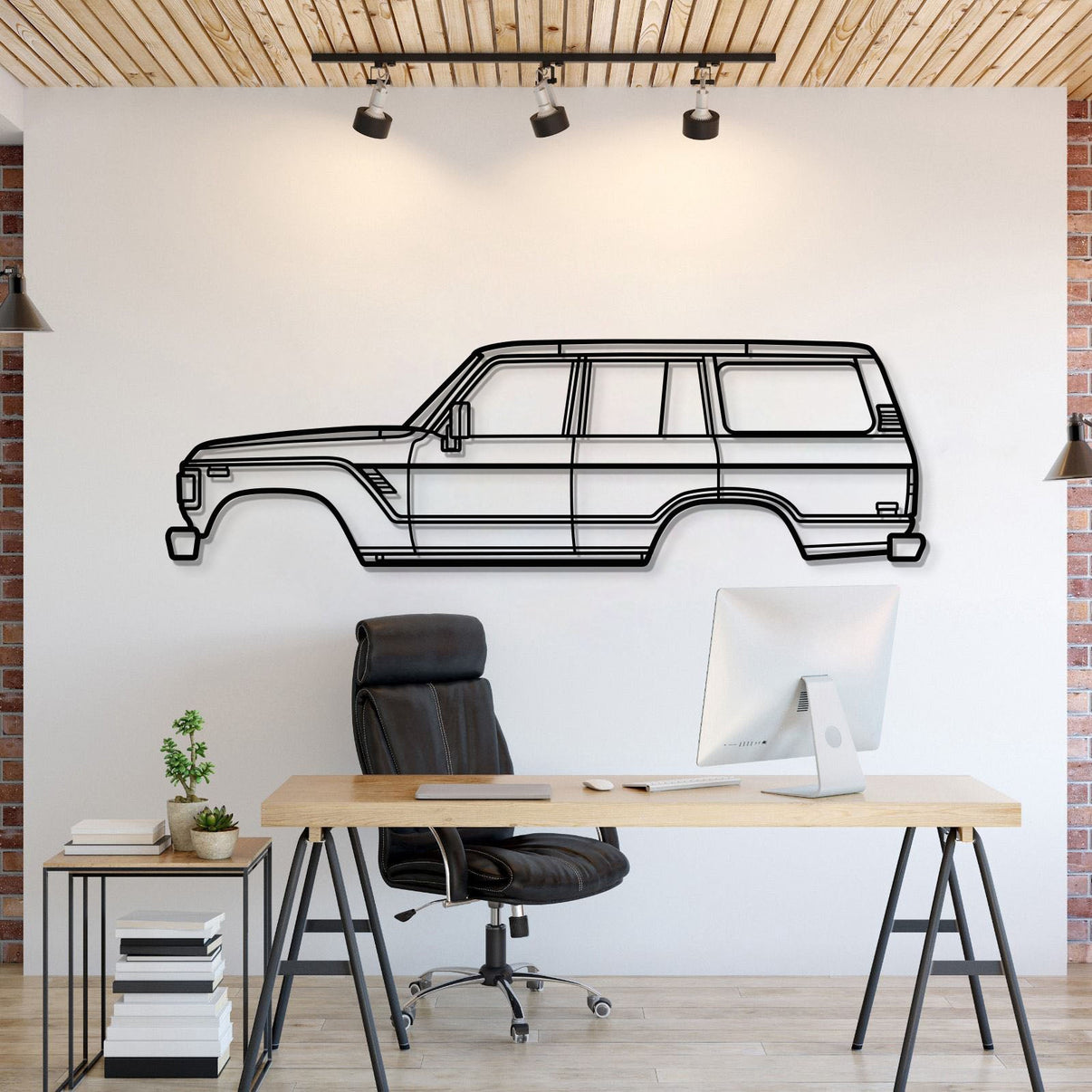1980 Toyota Land Cruiser J60 metal car wall art – classic 4th generation SUV silhouette