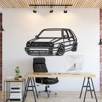 1983 Golf MK2 perspective metal wall art laser cut steel silhouette