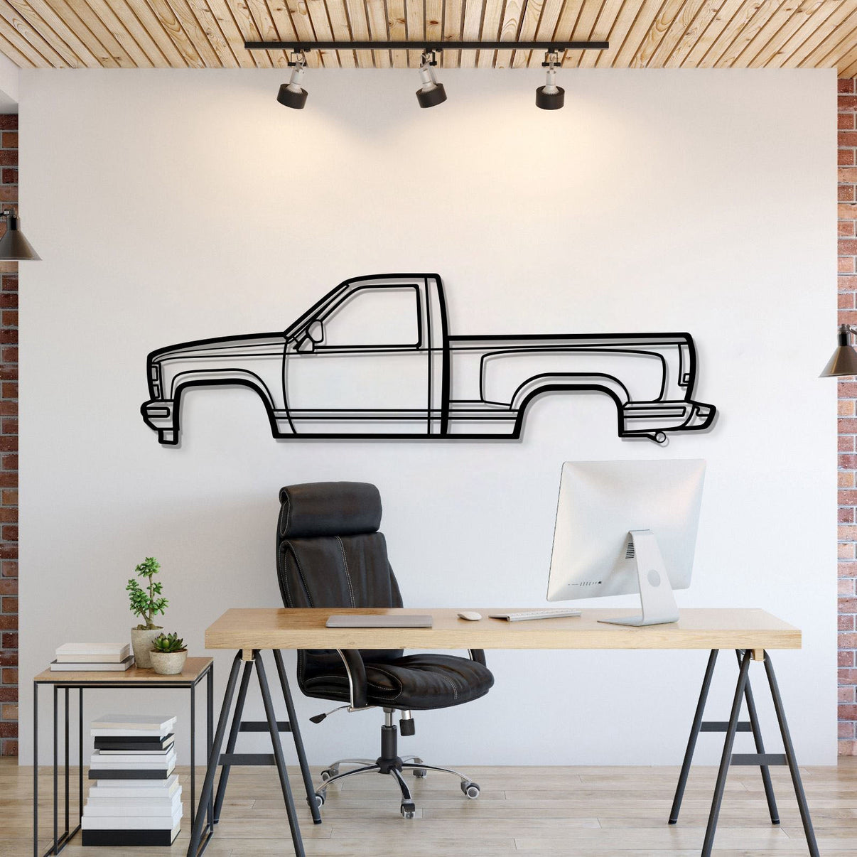 1988 Chevrolet K1500 Silverado metal car wall art – classic full-size pickup silhouette
