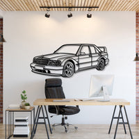 1990 190E 2.5‑16 EVO II perspective metal wall art laser cut steel silhouette
