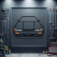 1992 Nissan 240SX front view metal neon car wall art – laser‑cut 3 mm steel décor for tuner car enthusiasts