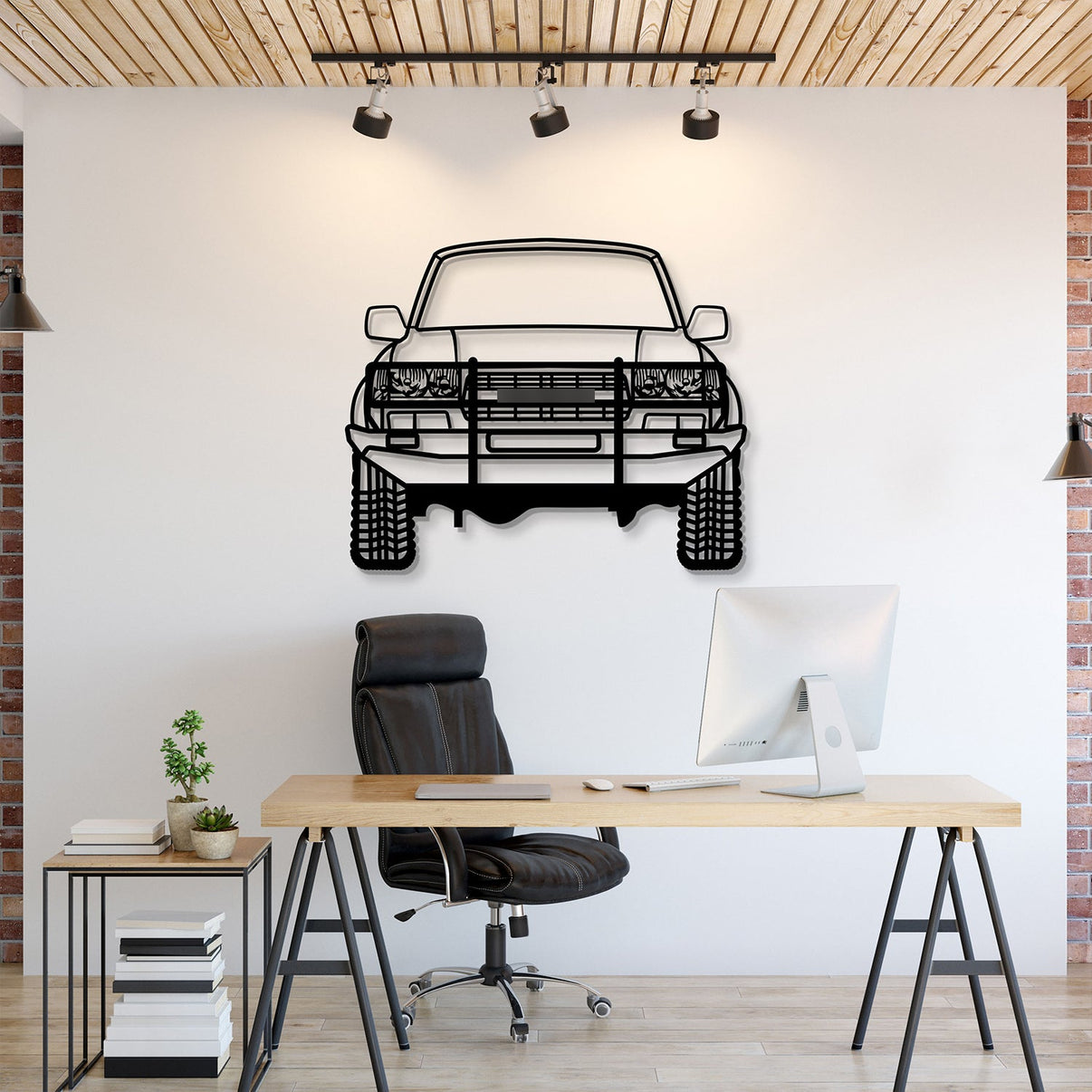 1992 Toyota Land Cruiser custom front view metal wall art – laser-cut steel car decor