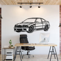 BMW E46 perspective metal wall art laser cut 2 mm steel silhouette