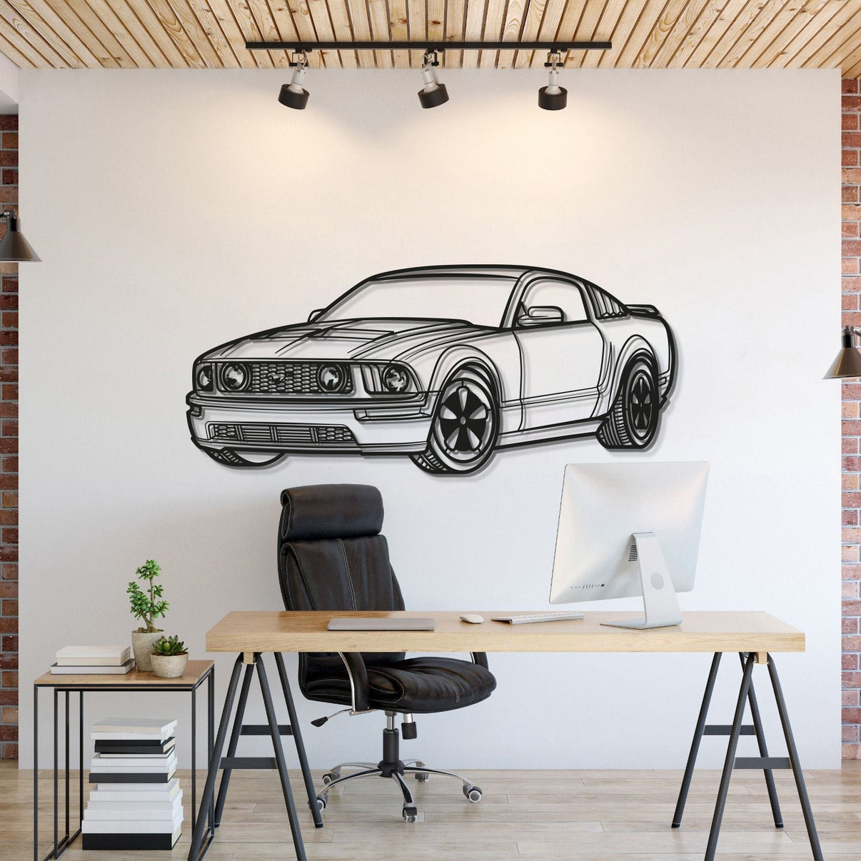 2005 Mustang perspective metal wall art laser cut 2 mm steel silhouette